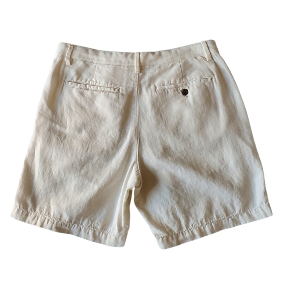Banana Republic Linen Cotton Bermuda Shorts Pockets Cream Ivory Off White - Picture 4 of 12